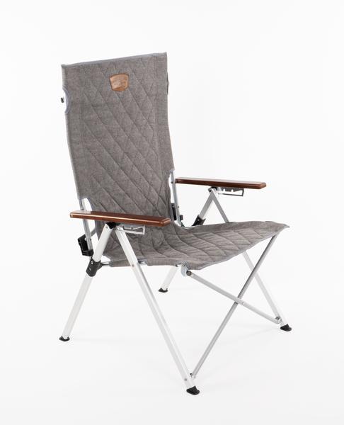 Faltstuhl JOPLIN Deluxe, gepolstert, grau meliert, Holzarmlehne
